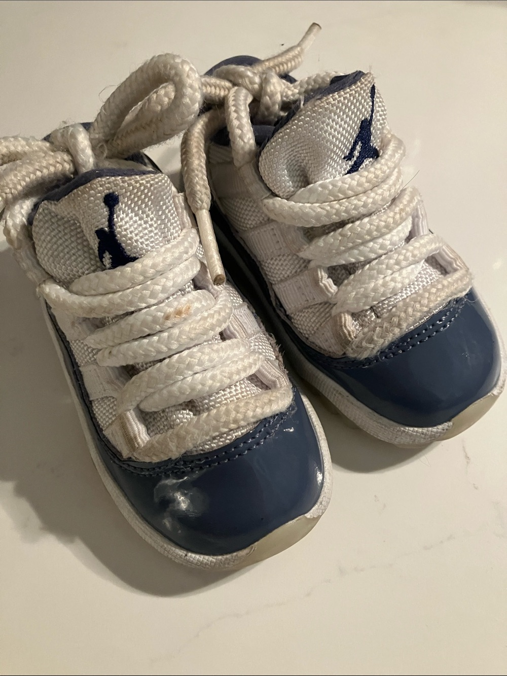 Jordan Kids White and Navy Low-Top Sneakers